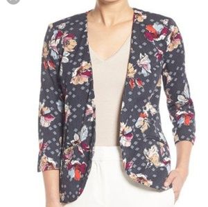 Navy floral crepe blazer
